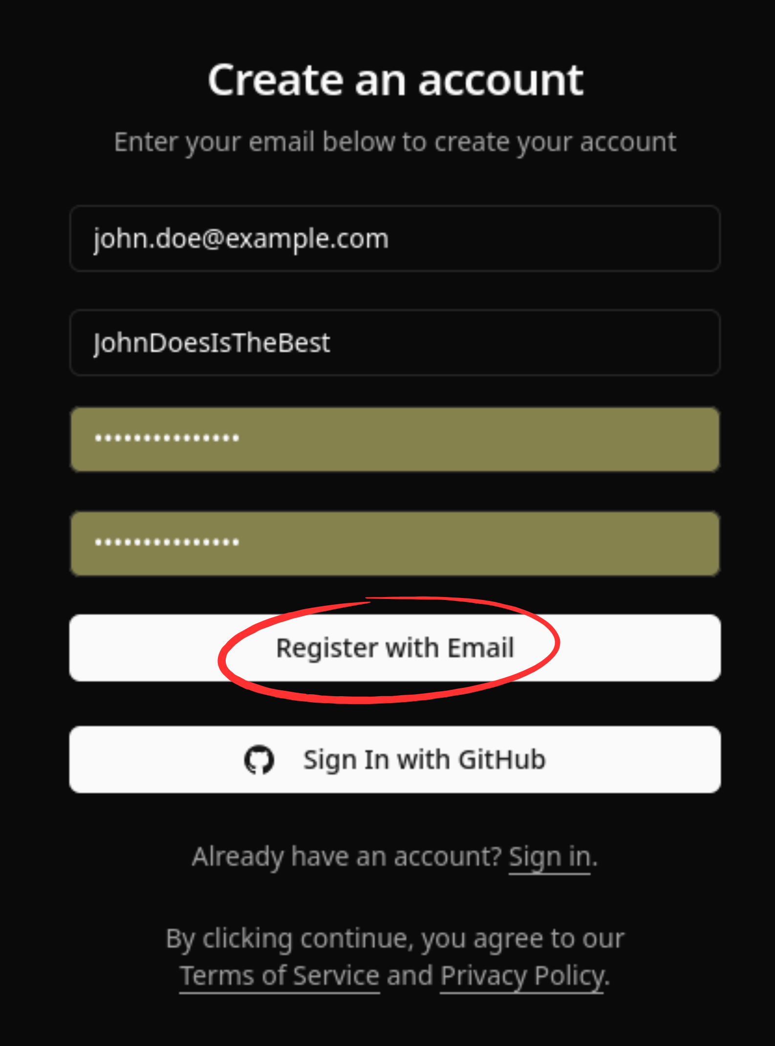 Register form